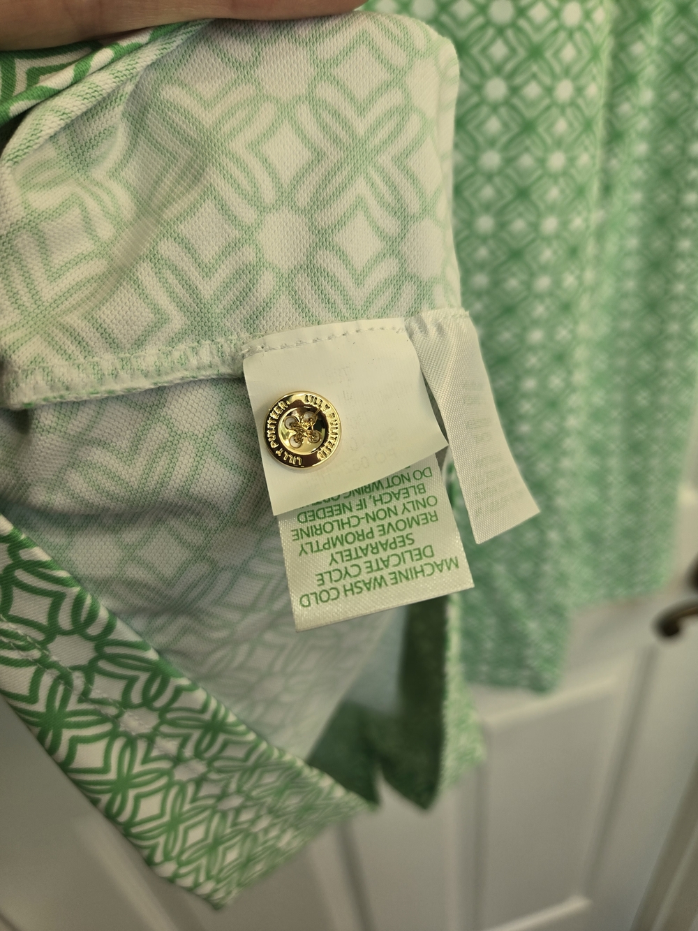 Lilly Pulitzer Chilly Lilly Solia UPF 50 Green White Geometric LS Dress XXL - Picture 11 of 14